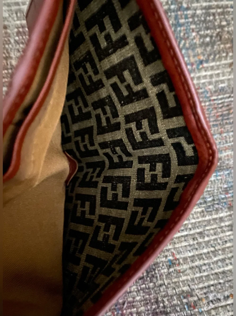Fendi Brown and Beige FF Logo Bifold Wallet.
